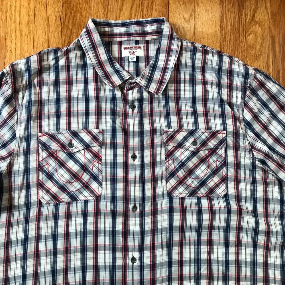 True Religion Men's Plaid Button-Down Shirt 3XL